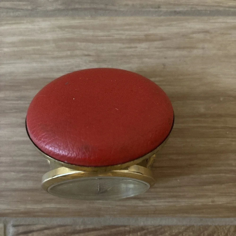 Rare Vintage Red ELGIN Zodiac Clock Pocket Watch Travel Alarm Japan- Not Working